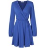 Womens Dress Surplice Dress V Neck Dress Smocked Waist Dress Casual Mini Dress Peplum Wasit Dress - 4 of 4