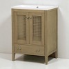 24" Bathroom Vanity with Sink, Freestanding Vanity with Rattan Doors and Drawer, Solid Acacia Wood & MDF with Ceramic Top - 3 of 4
