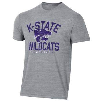 NCAA Kansas State Wildcats Men's Gray Tri-Blend T-Shirt