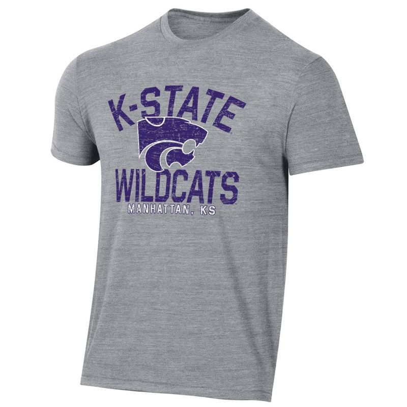 NCAA Kansas State Wildcats Men&#39;s Gray Tri-Blend T-Shirt, 1 of 3