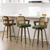 Bekrvio 26" Swivel Counter Height Bar Stools Set of 1/2/3/4,Faux Leather Upholstered Bar Chairs with Back & Arm for Kitchen Island,Black - 3 of 4