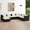 vidaXL Patio Lounge Set 7 Piece with Cushions - Black Poly Rattan Garden Sofa, Cream Cushions, Modular Design, Outdoor Furniture for Patio, Deck, Yard - 2 of 4