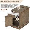 Vintage Night Stands With USB Ports Drawer Multifunctional End Table For Bedroom/Living Room/Salon/Office - 4 of 4