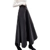 Women's Wool A-Line Maxi Skirt - Fall Winter Swing Pleated Long Skater Skirt Pocket-navy - 4 of 4