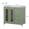36" Bathroom Vanity with Ceramic Sink, 2 Doors, 3 Drawers, Adjustable Shelf, Gold Handles, Freestanding Vanity - 4 of 4
