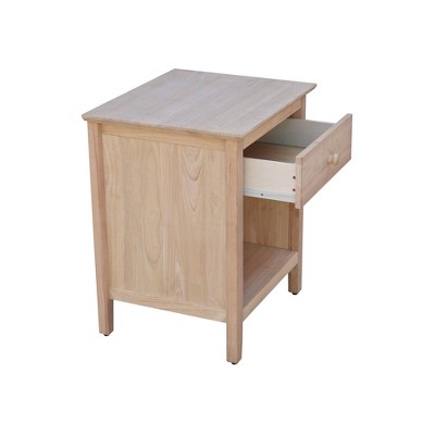 Light Wood 1-Drawer Nightstand with Tapered Legs