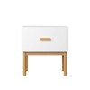 Vynxaria Modern 1-Drawer Nightstand - White, Wood Legs/Handle, MDF & Solid Pine, Minimalist, Bedroom/Living Room/Apartment Use - 2 of 4
