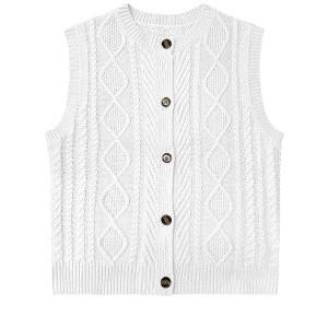 Fabric Kid Girls Sweater Vest Sleeveless Button Down Knit Cardigan School Uniform Sweater Vest Top - 1 of 4