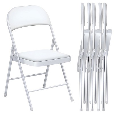 SUGIFT Folding Metal Stool, 6 Pack, White