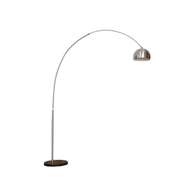 LeisureMod Arched Floor Lamp with a Black Round Marble Base and Metal Lamp Shade Arco Collection