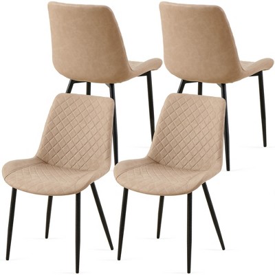 NicBex Faux Leather Dining Chairs Set of 4,Upholstered Armless Kitchen Chairs with High Back and Metal Legs for Dining Room,Kitchen