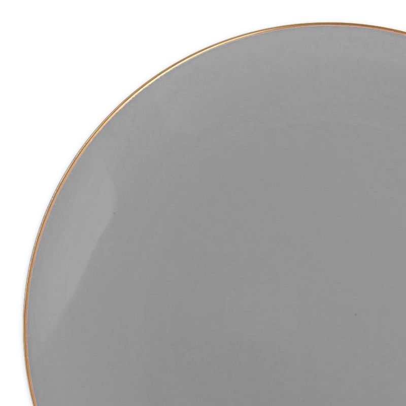 Smarty Had A Party 7.5" Gray with Gold Rim Organic Round Disposable Plastic Appetizer/Salad Plates (120 Plates), 2 of 3