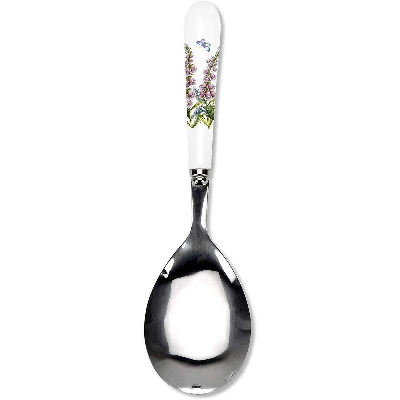 Portmeirion Botanic Garden Serving Spoon, 10 Inch Serving Spoon with Porcelain Handle, Foxglove Motif, Made from Stainless Steel and Porcelain, 1 of 6