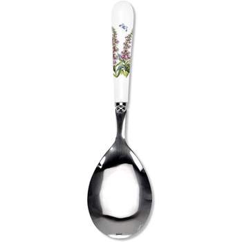 Portmeirion Botanic Garden Serving Spoon, 10 Inch Serving Spoon with Porcelain Handle, Foxglove Motif, Made from Stainless Steel and Porcelain