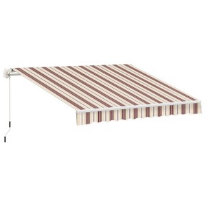 13' x 8' Retractable Awning, Patio Awnings, Sunshade Shelter w/ Manual Crank Handle Red Stripes - 1 of 4