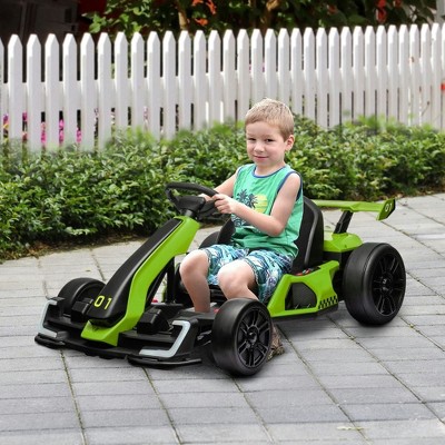 Resenkos Electric Ride-on Kart,24V 7.5 MPH Electric Go Kart with Adjustable Seat, Drifting Car Battery Powered Ride on Toy, White