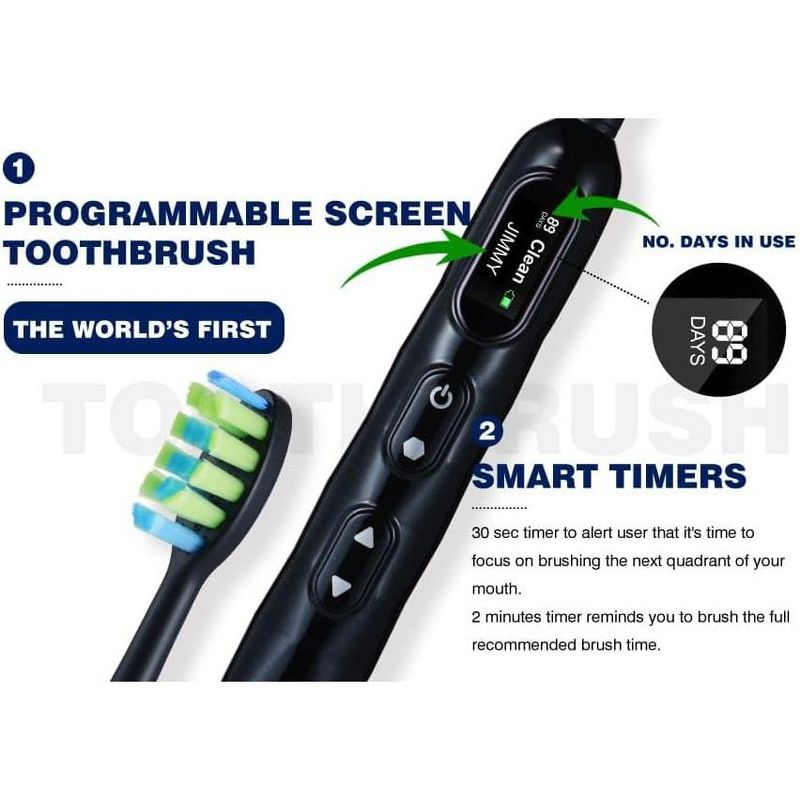 Novelty Gift Brushkinz Electric Toothbrush Personalized Sonic Electric Toothbrush for Adults - Custom Name Input, 5 Modes - Waterproof Toothbrush, 2 of 9