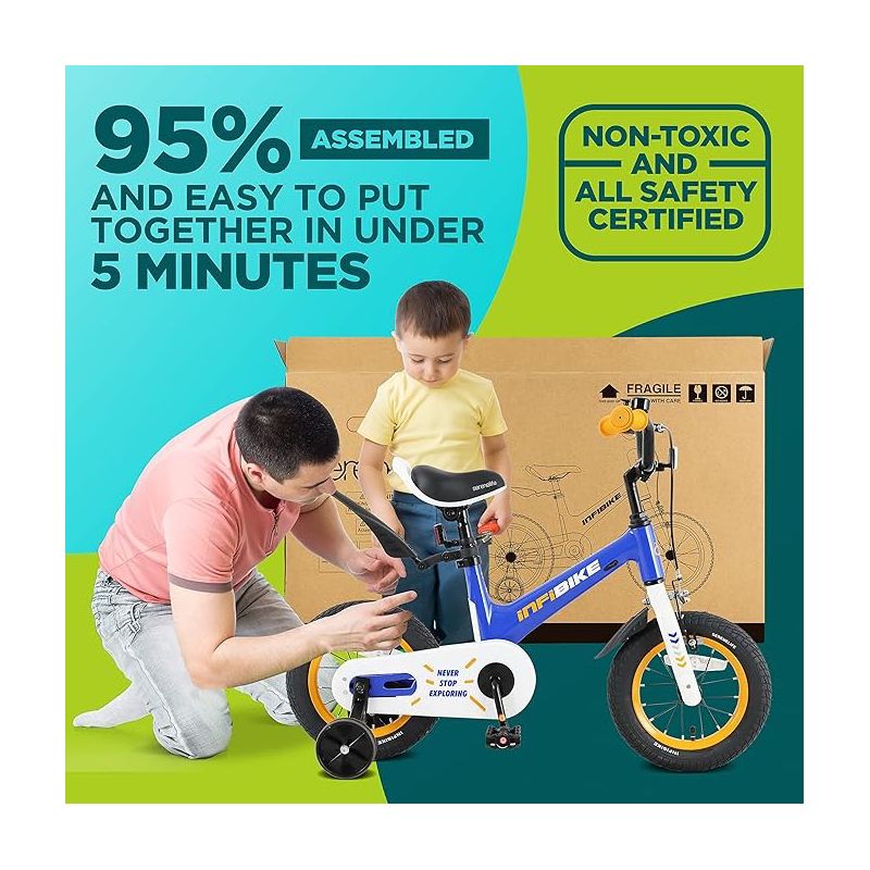 SereneLife Kids Bike with Training Wheels, 3 of 8