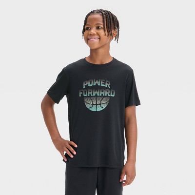 Boys' Short Sleeve 'Power Forward' Graphic T-Shirt - All In Motion™ Black