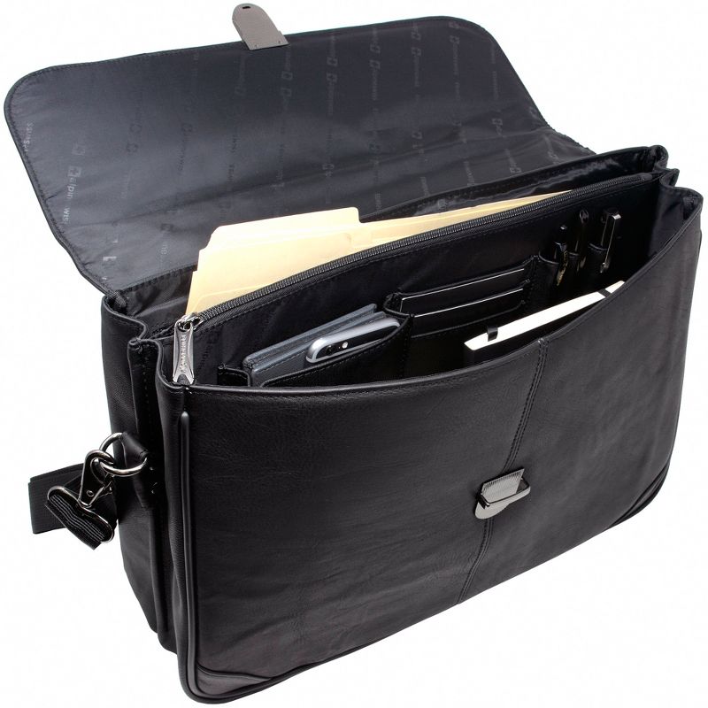 Alpine Swiss Business Portfolio Genuine Leather Briefcase Flap-Over Locking Case, 4 of 11
