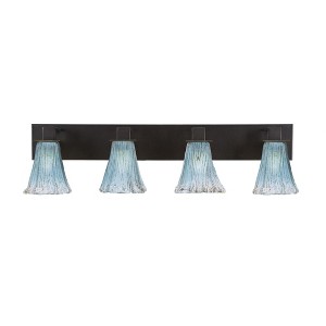 Toltec Lighting Apollo 4 - Light Vanity in  Dark Granite with 5.5" Fluted Teal Crystal  Shade - 1 of 1