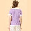 Allegra K Women's Contrast Doll Collar Polka Dots Short Sleeves Blouse - 4 of 4