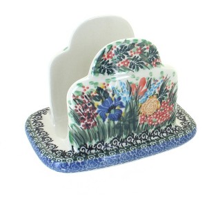 Blue Rose Polish Pottery 487 Ceramika Artystyczna Napkin Holder - 1 of 1