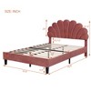 Bean Paste Red Full-Size Upholstered Platform Bed with Floral Velvet Headboard - 4 of 4