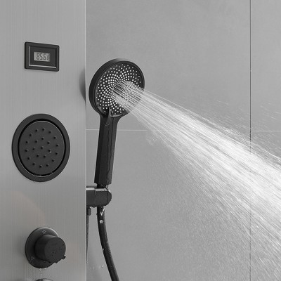 Nickel Black Stainless Steel Shower Panel with Adjustable Head