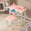 Tangkula Kid Vanity Set Wooden Makeup Table Stool Tri-Folding Mirror Snowflake Print - 2 of 4