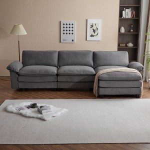 GlasFlength Sectional Sofa, Modular Couches with Comfy Upholstered, Fabric Couch with High Supportive for Living Room, Grey, 35"*22.4"*19" - 1 of 4