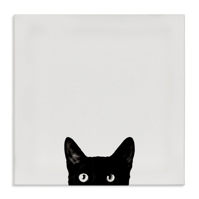 Stupell Industries Black Cat Peeking From Below, 24" x 24"