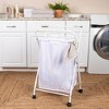 Household Essentials Rolling Laundry Hamper Heavy Duty Canvas Bag 2 Load Capacity Foldable Frame Black Bag - 2 of 4