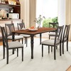 Vynxaria Extendable Farmhouse Dining Set 60"-78" Oak Veneer Table , Chairs, Rubber Wood Legs, 2 Colors (Brown-Black/White), Seats 6+ - 4 of 4