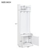 Minimalist Slim Hall Tree Cabinet Storage Bench Six Hooks Coat Rack Narrow Foyer Hallway Living Room Entry Organizer - 4 of 4