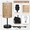 KTMBDW Decor Bedside Table Lamp with USB Port - Touch Control for Bedroom Wood 3 Way Dimmable Nightstand Lamp with Rattan Shade for Living Room - 3 of 4