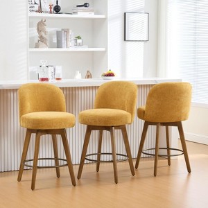 Bekrvio 26" Swivel Counter Height Bar Stools Set of 1/2/3/4,Fabric Upholstered Bar Chairs with Walnut Wood Legs, Counter-Height Kitchen Island Stools - 1 of 4