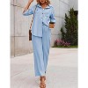 Zeagoo Women 2 Piece Linen Sets Button Down Shirt and Drawstring Long Pants Set Summer Outfits - 3 of 4