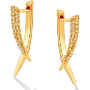 Dremmy Studios CZ Huggie Hoop Earrings | 14K Gold Plated, Chunky & Minimalist Gift - 1 of 4