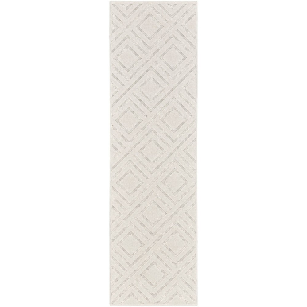 Photos - Area Rug Nourison 2'x6' Care Free Geometric Machine Woven Runner Rug Ivory: Modern Low Pile Indoor Rug, OEKO-TEX Certified 