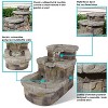 Sunnydaze 21"H Electric Polyresin 3-Tier Brick Steps Outdoor Water Fountain with LED Light - 2 of 4