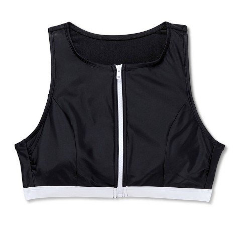 Shade & Shore Women's Post Mastectomy Contrast Binding High Neck Bikini Top - Shade & Shore™ Black M