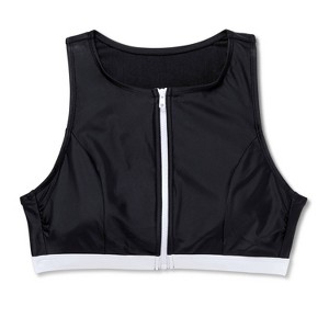 Women's Post Mastectomy Contrast Binding High Neck Bikini Top - Shade & Shore™ Black - 1 of 3