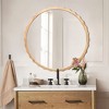 LuxenHome 31.5-Inch Round Wall Mirror Natural Wood Scalloped Frame Circle Wall Mounted Decorative Wavy Mirror for Bathroom Bedroom Entryway Brown - 3 of 4