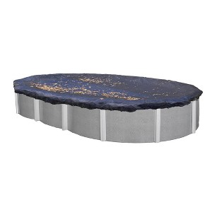 Swimline 18 x 33 Foot Oval Above Ground Heavy Winter Swimming Pool Cover, Blue - 1 of 4