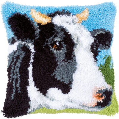 Vervaco Cushion Latch Hook Kit 16"X16"-Cow