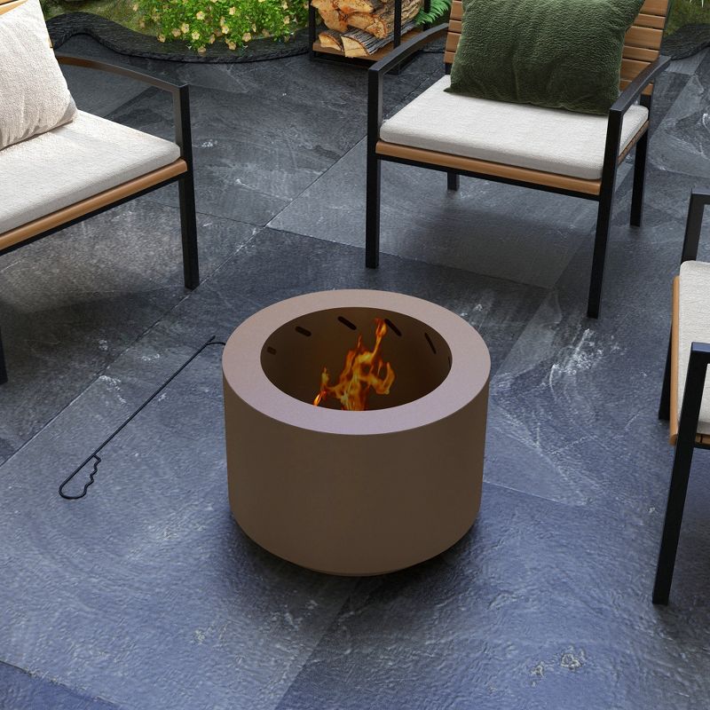 Outsunny Smokeless Fire Pit, 19" Wood Burning Firepit with Poker, Stainless Steel, 5 of 7