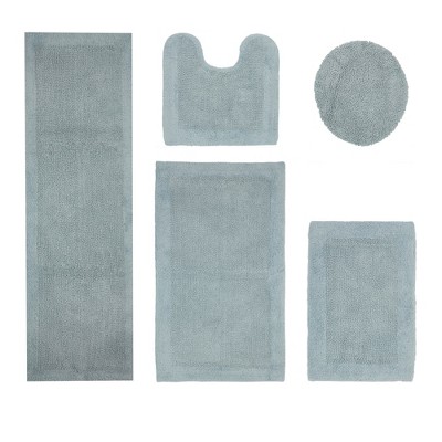 Edge Bath Rug 100% Premium Cotton Ultra-Soft Water Absorbent Tufted Solid Reversible 5 Piece Bathroom Rug Set for Machine Washable Bathmat