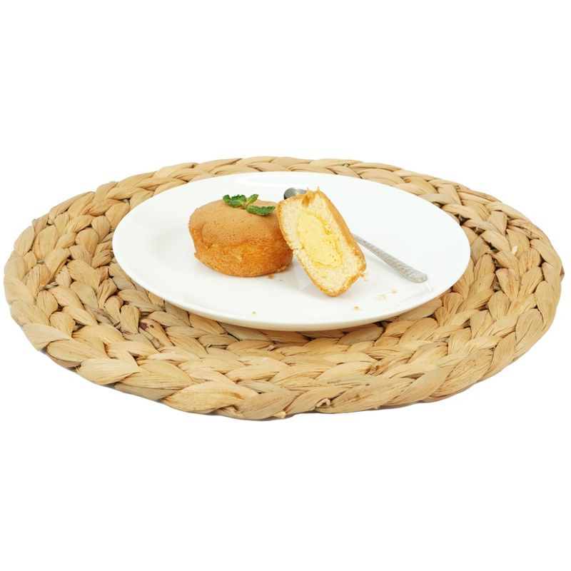 Vintiquewise Set of 4 Decorative Round Natural Woven Handmade Water Hyacinth Placemats, 1 of 8