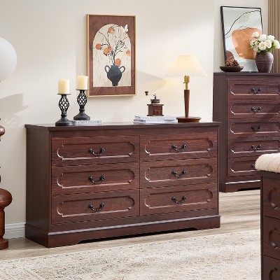 Farmhouse Dresser for Bedroom, Rustic Wood Chest of Drawers for Bedroom